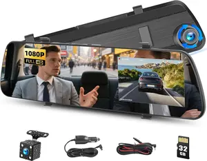 inch Mirror Dash Cam,P Rear View Mirror Camera for Cars,Dual Dash Cameras Front and Rear HD Night Vision,H Parking Monitoring,Loop Recording, Motion Detection,Reversing Assistance,GB TF Card