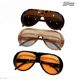Large Frame Sunglasses Set for Men and Women, Fashionable Versatile Protective Stylish Eyewear for Daily Casual Use