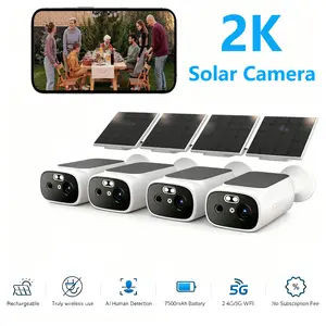 5/2.4Ghz WiFi Cameras for Home Security, 2K Solar Camera Outdoor Wireless, Color Night Vision, Motion Detection, Two Way Audio, SD Card/Cloud Storage, Waterproof for Garage, Doorway, Street Panel Wireless Security Camera mount window cctv Digital Remote