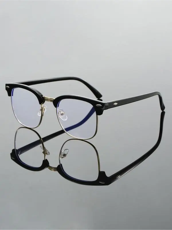 Simple Full Frame Square Anti-blue Light Eyeglasses, Basic Fashion Eyeglasses for Women & Men, Fashion Eyeglasses for Work, Daily Clothing Decor, Lightweight Eyeglasses