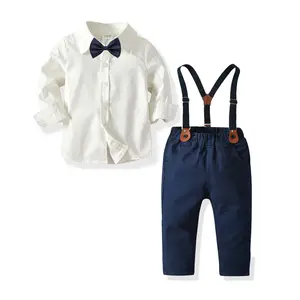 Boys Clothes Set Toddler Gentlemen Wedding Suit Long Sleeve Bowtie Formal Dress Shirts Suspenders Pants