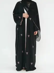 2026 Women's Embroidery Abaya, Elegant Long Sleeve Open Front for Ladies Islamic Clothing for All Seasons, Lightweight and Comfortable Feel, Timeless Design for Any Season, Wardrobe Essential for Every Day