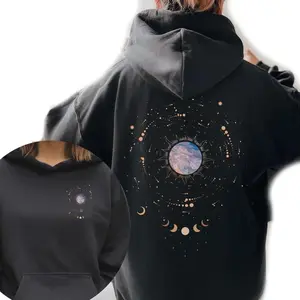 Moon Phase Hoodie 2 Side Hoodie, Witchy Clothes, Celestial Hoodie, Trendy Aesthetic Pullover Graphic Hoodie Unisex