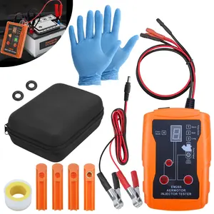 Fuel Injector Tester and Cleaner Tool Kit, DIY Cleaning Tool Kit, 8 Pulse Modes for Injector Tester, 2 Fuel Injectors Simultaneously Test, 4 Size Cleaning Adapters, 12V/5V Output Power