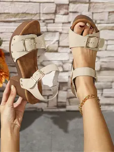 Women's Retro Rivet Chunky Heel Platform Sandals Casual Beach Sandals Summer Block Heel Block Toe High Heels