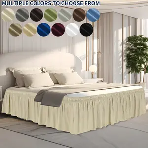 Easy-Going Bed Skirt for Twin Full Queen King Cal-King Size Bed, 14/18/22  Inch Tailored Drop, Fitted with Adjustable Elastic Belt, Convenient to Use Without Lift The Mattress
