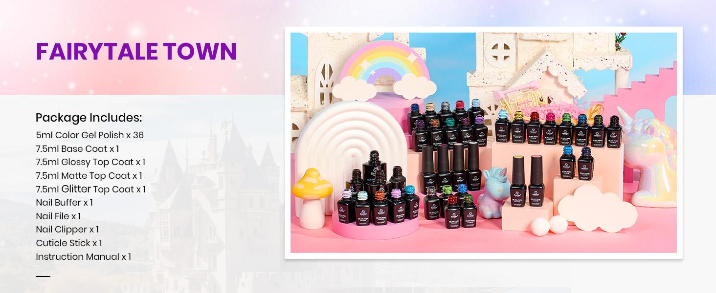 Beetles Glitter Gel Nail Polish Set 44Pcs, Holiday Red Gold Green Silver Burgundy Blue Pink Sparkle Gel Polish Kits with Base Top Coat Soak off Uv Gel Nail Polish Easter's Gift for Women