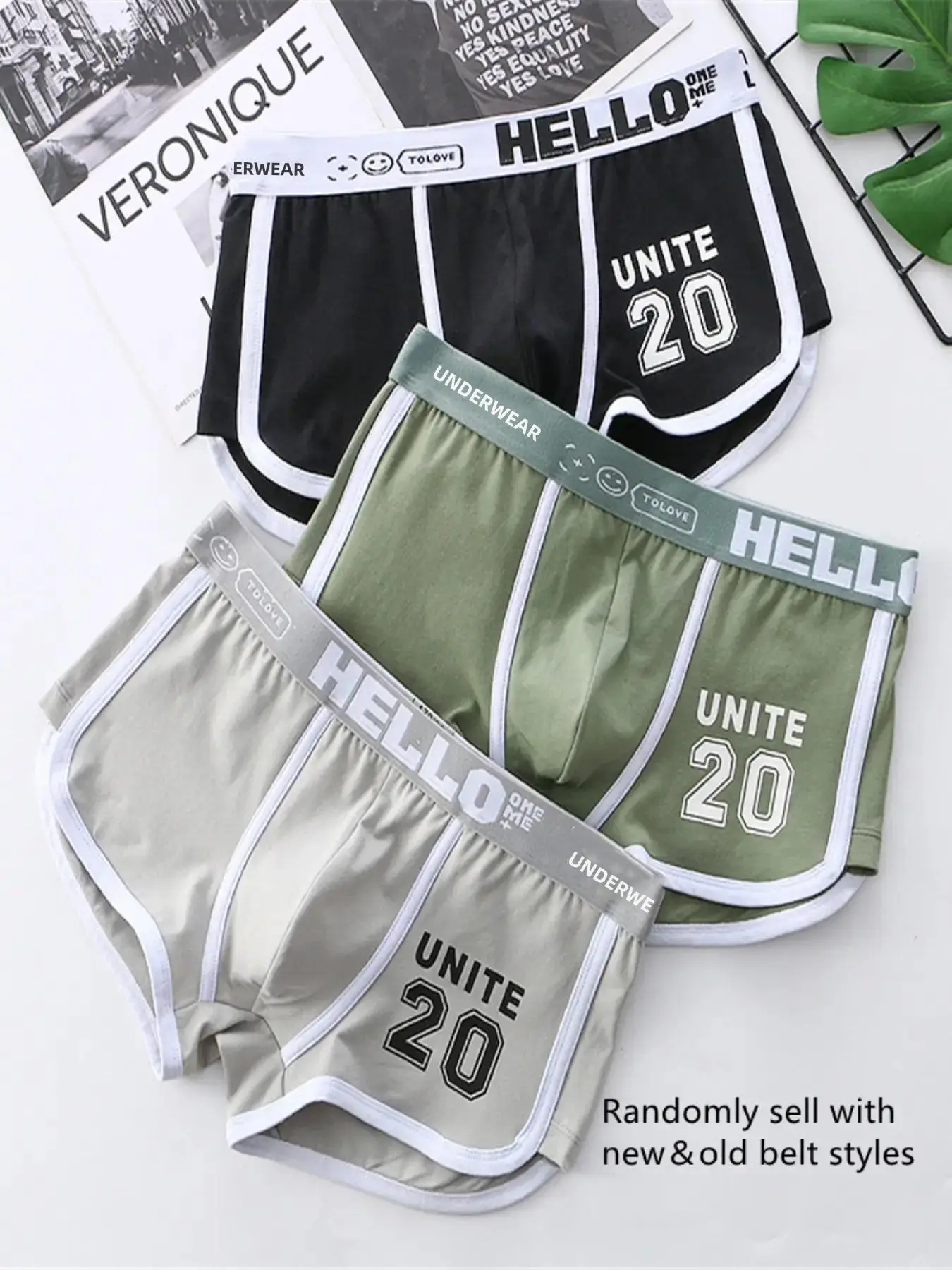 Men's 3pcs Stylish Letter Print Contrast Binding Tape Waist Boxer Brief, Fashion Casual Menswear, Soft Breathable Fabric Underwear for All Seasons, Me