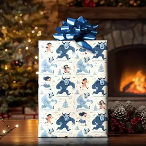 Classic Krampus Folklore Gift Wrap, Creepy Christmas Wrapping Paper with Vintage Illustration Style