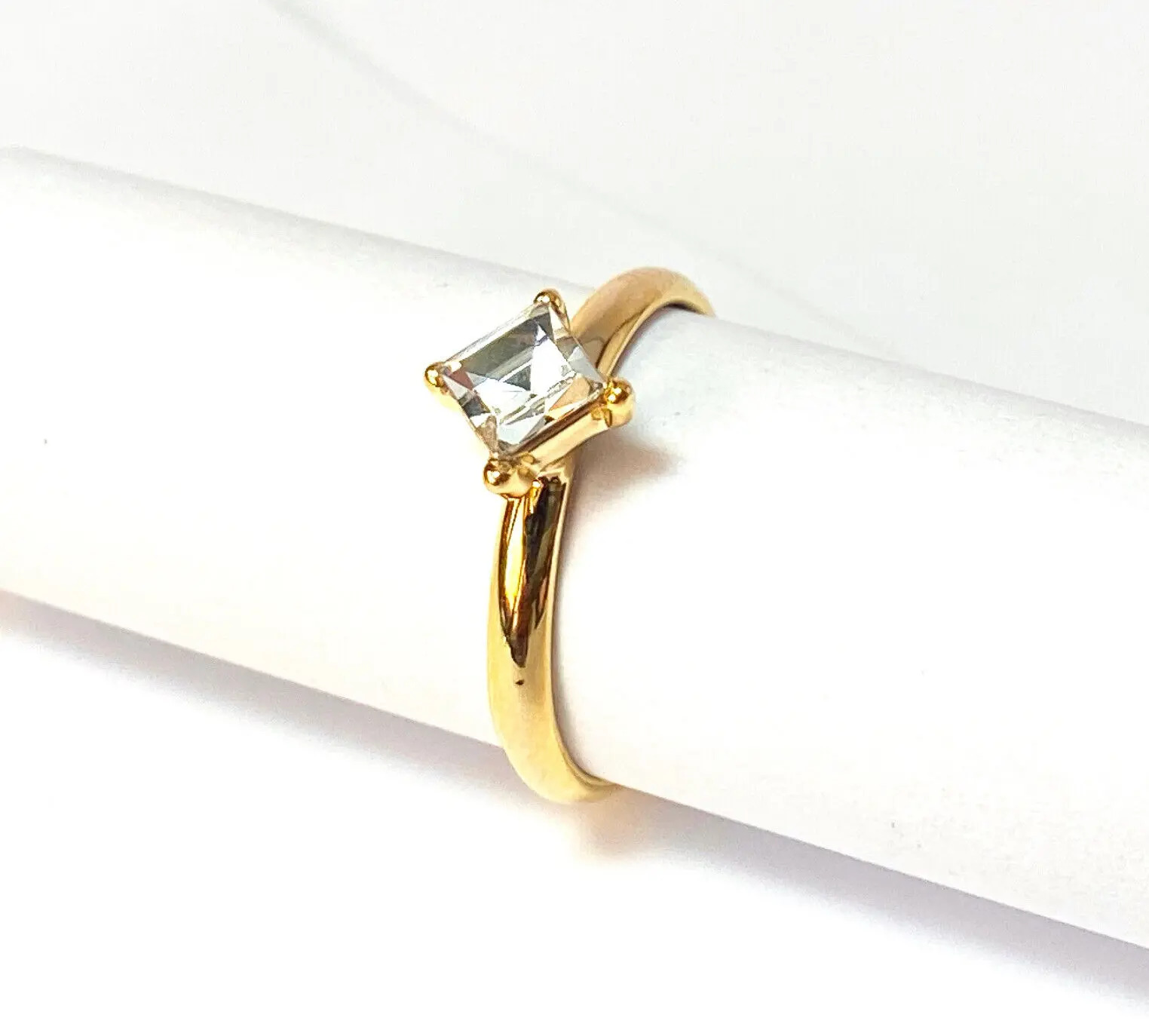 Prong Set 5mm Square CZ Gem Solitaire Adjustable Mid Ring / Toe Ring