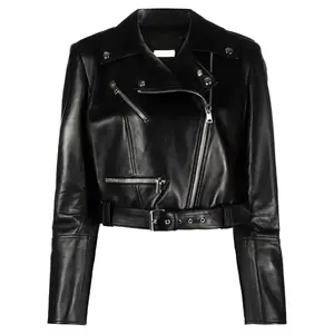 Luxe Designer Cropped Moto Jacket