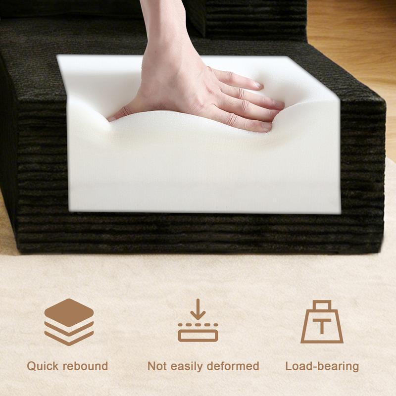 【2 Packages Shipping】Boneless Compression Sofa Bed - Modular Sofa, 105-inch Extra Large L-shaped Corner Sofa, No Assembly Required, Space-Saving, Memory Foam Seating, Suitable for Living Room and Bedroom, Black