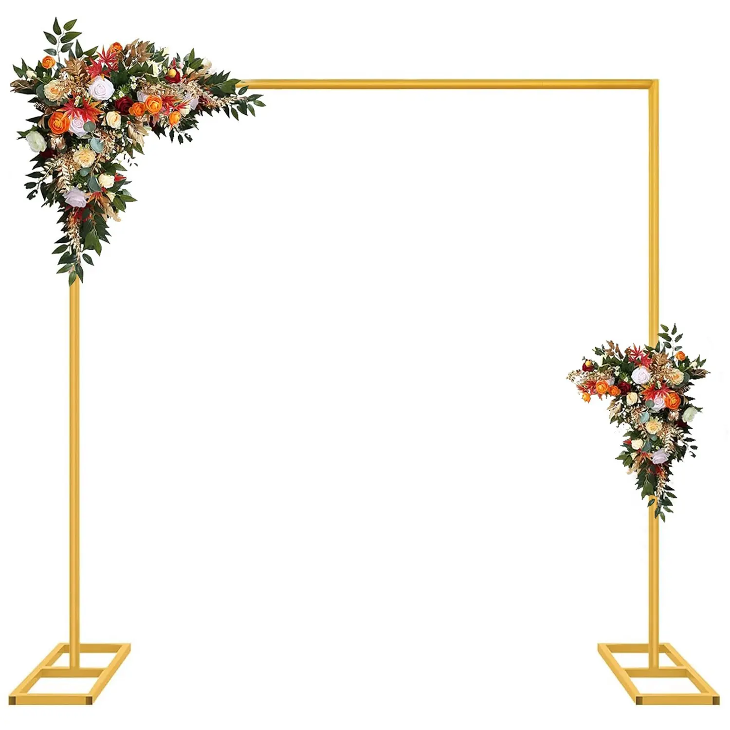 8.2FT Wedding Arch Backdrop Stand, Gold Square Back Drop Adjustable Stand Metal Arch Heavy  Backdrop Stand Kit Frame for Party Wedding Birthday Photobooth Decorations