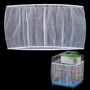 Bird Cage Seed Catcher Skirt, Bird Cage Mesh Net Cover, Parakeet Cage Skirt, Birdcage Cover Seed Catcher for Round Square Cages (White, XL)