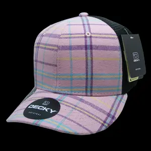 212 MAIN Black Mesh Plaid Fabric Structural Crown Vintage Snapback Trucker Hat, 6018-243 6-Panel Mid-Profile Structured Design, 243-Black - 1 Size Fits Most, Black Mesh Hat, Plaid Fabric Hat, Structural Crown Hat