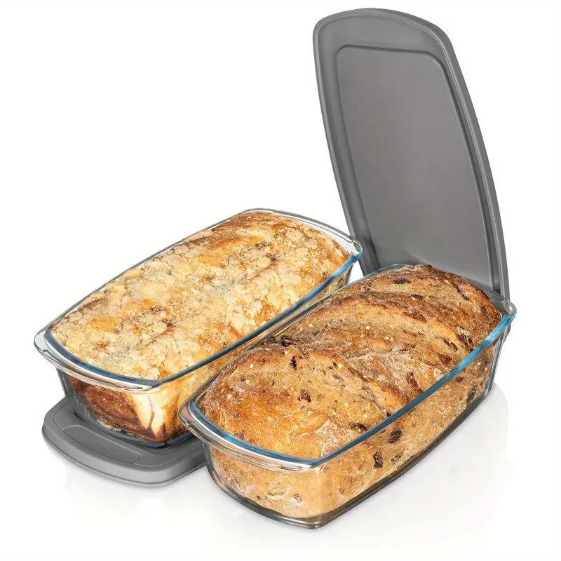 2pcs, Bakeware, Large Glass Baking Dish with a Lid, For Baking Bread And Cakes, Holds 60.87oz/1.9Qt, Features a Grip Handle for Easy Transport, Stackable Design, Compatible with Microwave And Oven, Sealable Storage Container, Baking Dish Set