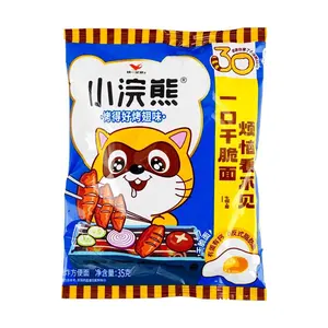 Uni-President Little Raccoon Crispy Noodles - New Orleans Roasted Wing Flavor (35g) - Savory Snack, Instant Noodle Chips, Chinese Snack Food