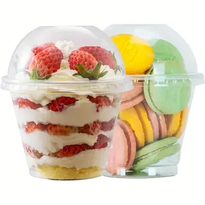 9oz Clear Plastic Parfait Cup with Dome Lid, 25pcs Disposable Dessert Cup with Lid, Disposable Tableware for Dips Snacks Fruit Yogurt Smoothie