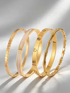 4-Piece Luxury Bracelet Set, 304 Stainless Steel, Stackable, Waterproof, Hypoallergenic, Fade-Resistant, Durable, Perfect Holiday Gift