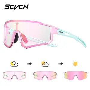 SCVCN Color Photochromic Cycling Sunglasses Outdoor Sports Bicycle Sunglasses Men MTB Cycling Glasses Women Road Bike Glasses