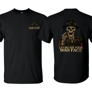 Drill Instructor Let Me See Your War Face Side Action Tee, Patriotic Military Graphic Tee, Perfect Gift for Veterans and Soldiers, Unisex Cotton Short Sleeve Shirt for Daily Wear, Outdoor Activities & Casual Street Style