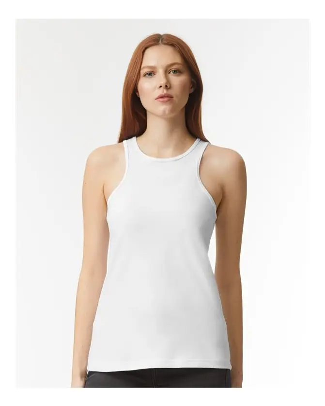 American Apparel Women's Basic Sleeveless Crew Neck Fitted Ribbed Tank Top, Soft Eco-Friendly Cotton-Recycled Polyester Blend Fabric, Socially Conscious Womenswear