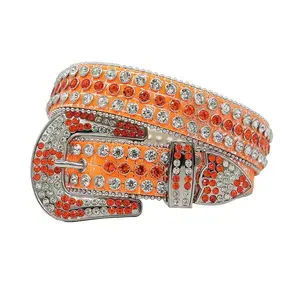 Orange Strap with Orange and Crystal Studs Rhinestone Belt