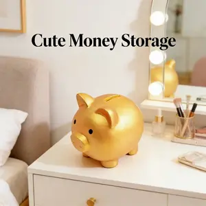 2026 New Fortune Pig Savings Bank, Shiny Cute Pig Shape Design, Resin/ceramic Feel Money Box, Creative Home Decor, Large Capacity Gift