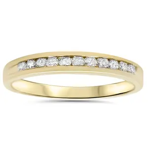 1/4ct 14K Yellow Gold Diamond Wedding Guard Stack Ring
