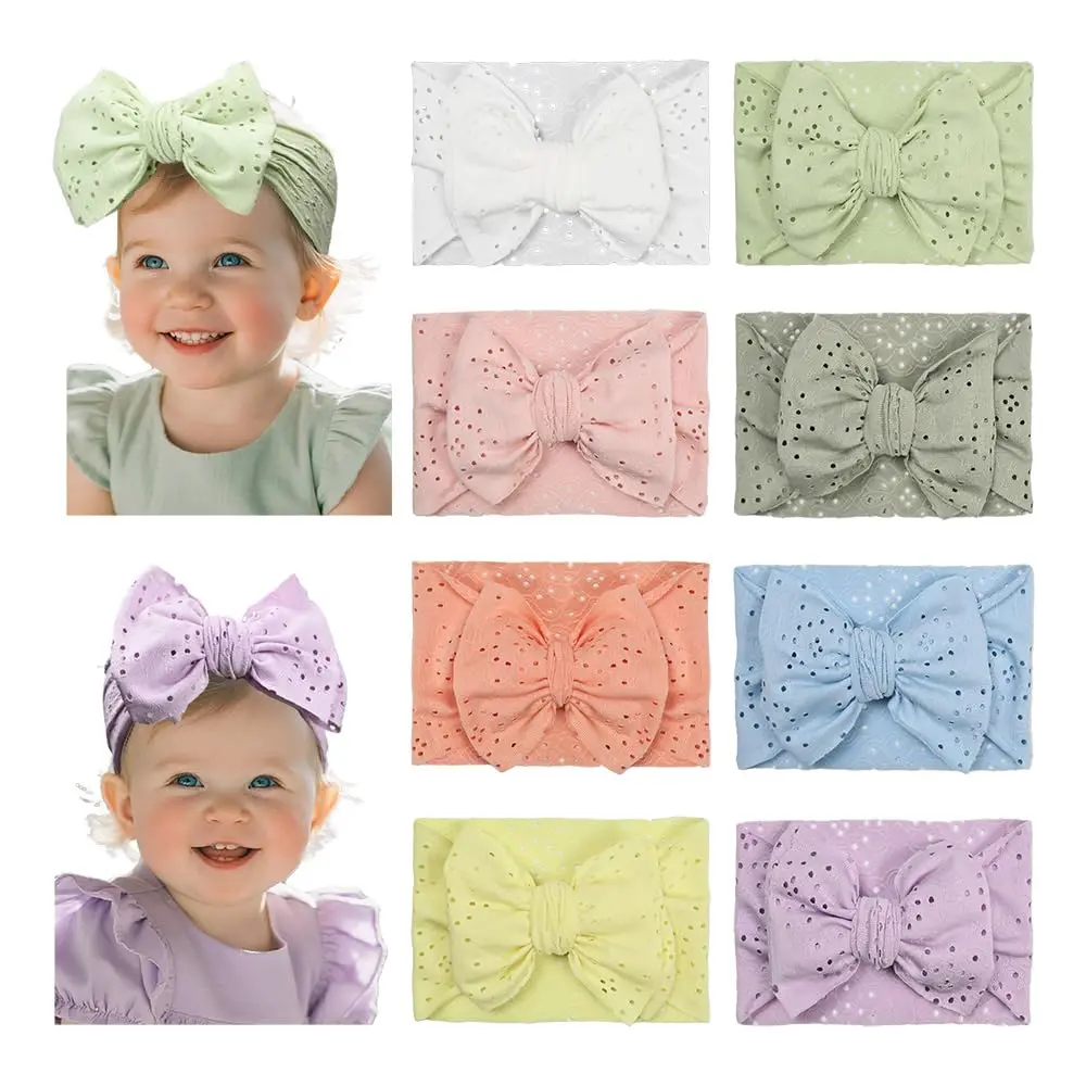 Baby Hollow Breathable Turban Knotted Head Wraps - 1-Size Stretchy Hair Bow Headbands for Newborn Toddler Girls (KX Hollow), One Size