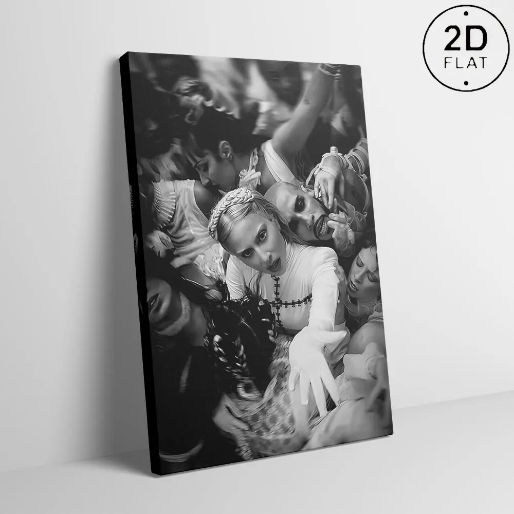 Vintage Black-and-White Singer-Themed Wooden Framed Canvas Poster, Artistic Gaga Women's Wall Decoration Paintings, Bold Statement Indoor Art for Bedroom, Kitchen, Photo Display & Gifting (Home Decor)