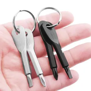 Portable Mini Screwdriver (2pcs), Camping Mini Screwdriver Keychain, Portable Cross & Flat Screwdriver Key Ring, Multipurpose Screwdriver