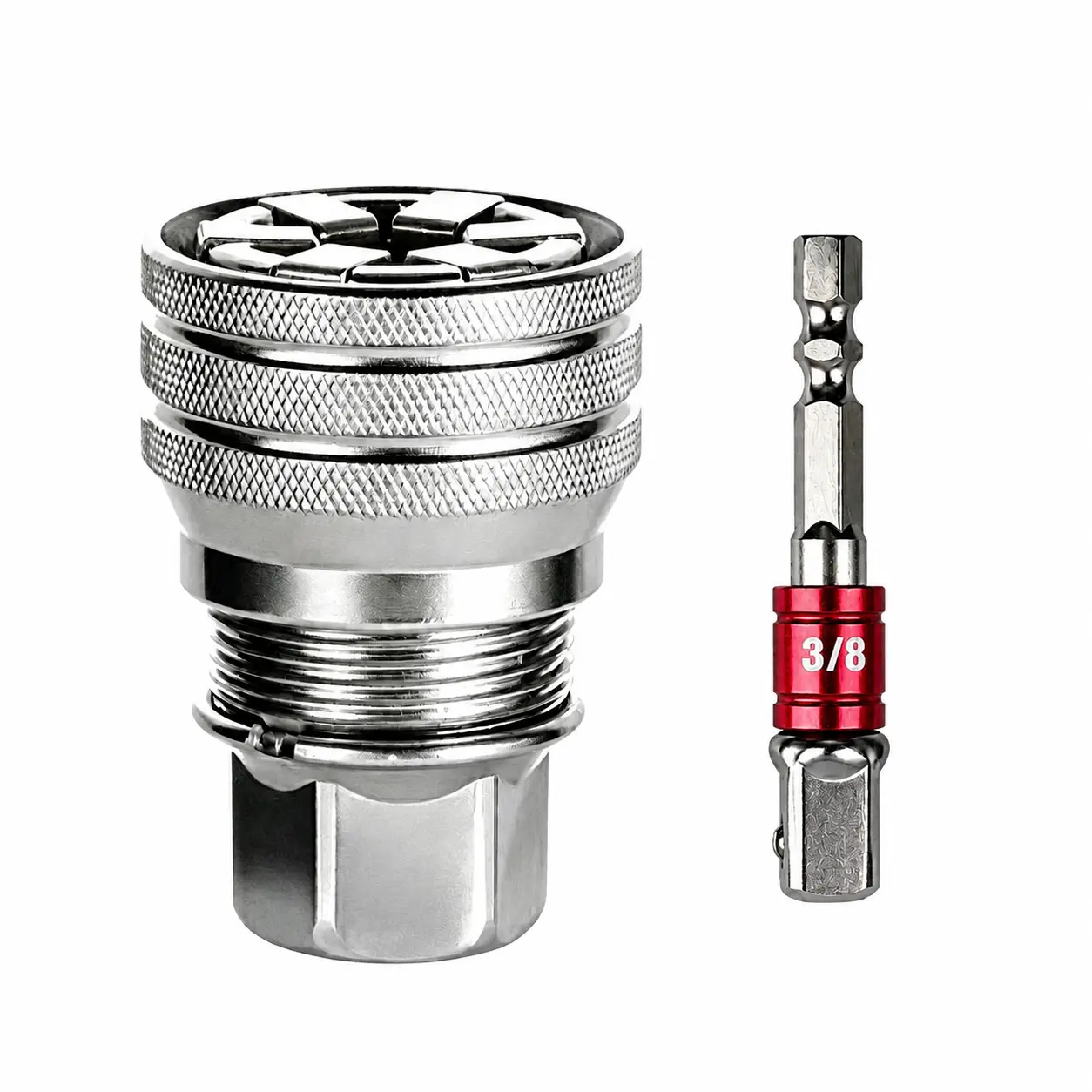 Universal Socket Set with Drill Adapter, Self-Adjusting Socket Fits Multiple Sizes, Repair Tool for Power Drill & Ratchet Wrench, Mechanic Tool, Garage Essential, DIY Home Improvement Tool, Automotive Repair Tool, Handy Tool, Workshop Accessories