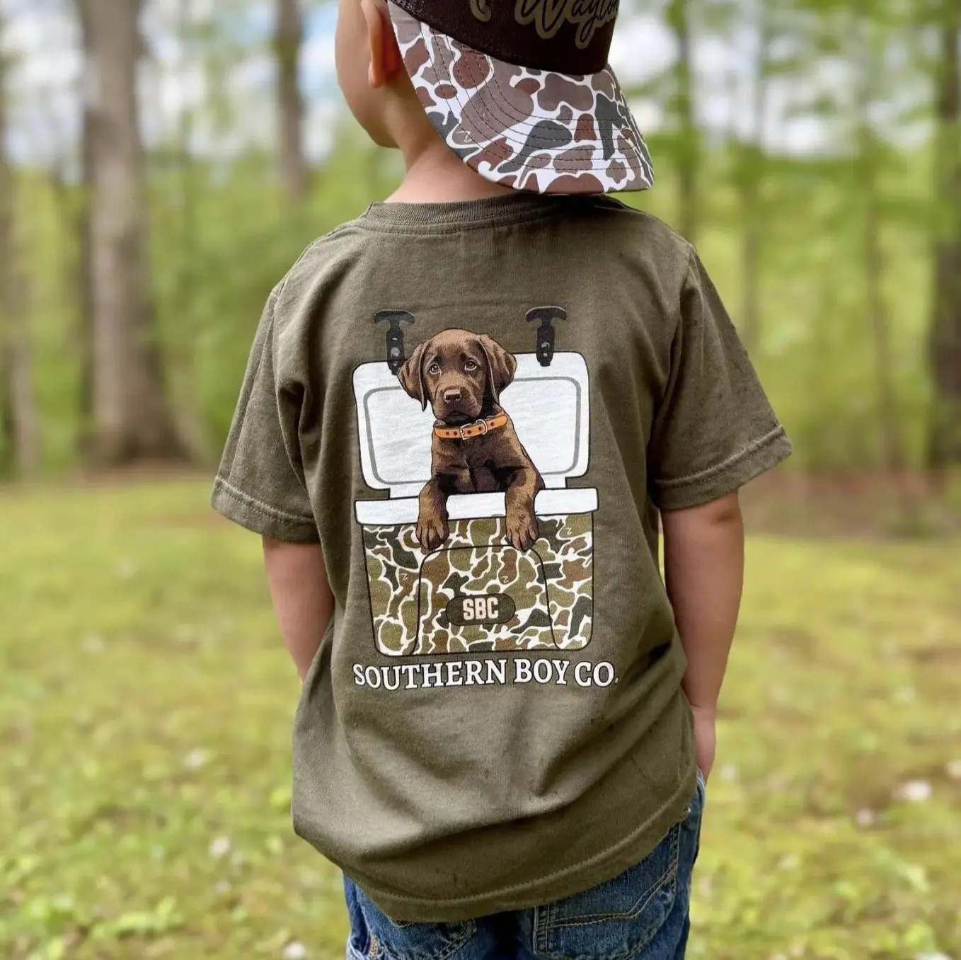 Youth & Adult Lab In Camo Cooler Boy's Short Sleeve Shirt, Southern Boy Co Shirt, Family Matching Outfits, Dad And Son Tee