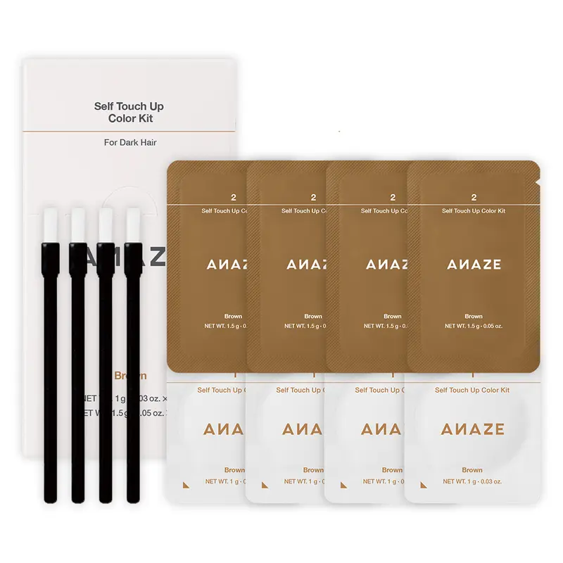 [ANAZE] Self Touch-Up BLEACH Kit B01 Brown – Non-Irritating, Quick & Easy Application, Natural Brown Shade, Convenient 1-Time Use Packet – 4EA