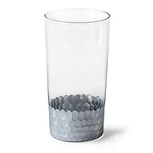 Silver Glass Vase with Metal Accent – 4.3 or 6.25 | Elegant Floral Vase for Modern & Rustic Decor (Single or Set of 2)