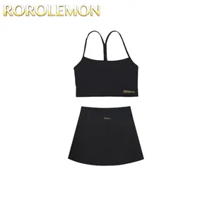 ROROLEMON Women's Y-Back Tank Top with Pleated Skirt Set – Yoga Golf Casual 2 Piece Outfit
