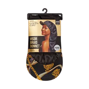 Kiss Colors & Care Silky Satin Visor Bonnet Cap - Braid Black