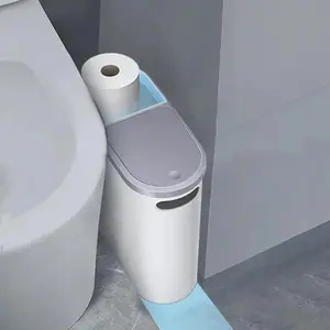 Bathroom Trash Can, 1 Count Household Creative Waste Bin with Holder & Handle, Press Type Can with Lid, Large Capacity, Home Essential, Bathroom Accessory