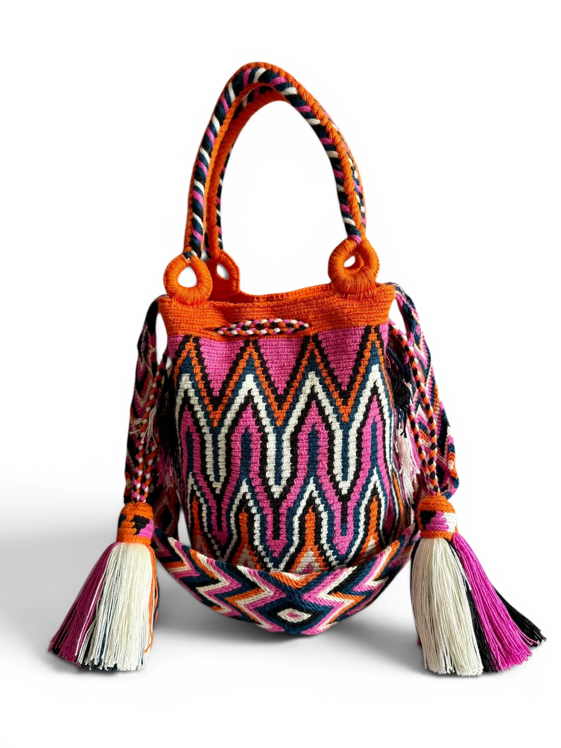 Handmade Wayuu Bag L Double use with crossbody strap & short strap 
