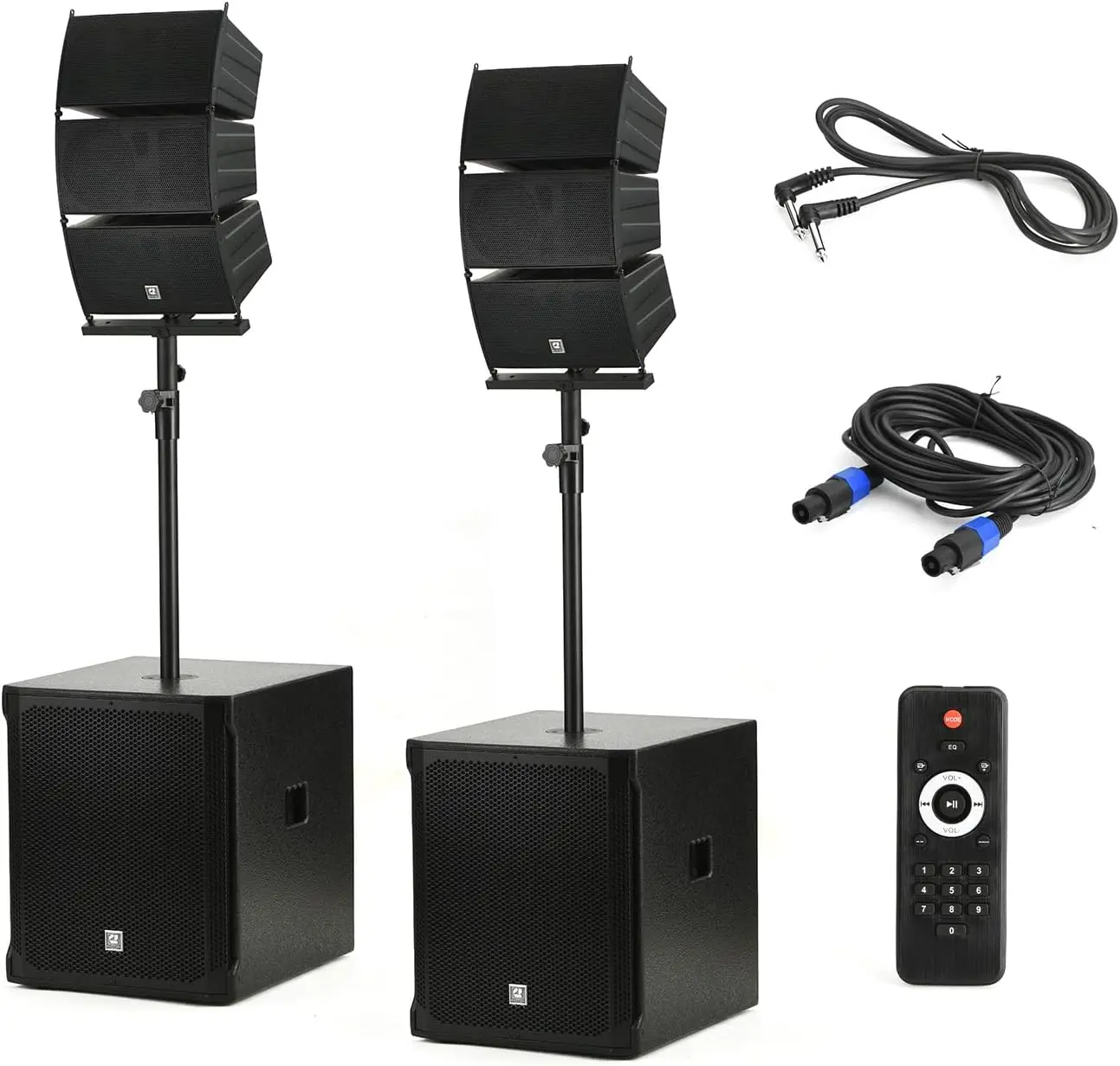 EXOTON LVP-18 Active Line Array Speaker System with Dual 18" Subs | 5000w Professional Bluetooth PA Speaker,2 Subs and 6 line Array Speakers,for DJ, Live Events, Parties & Stage Performances