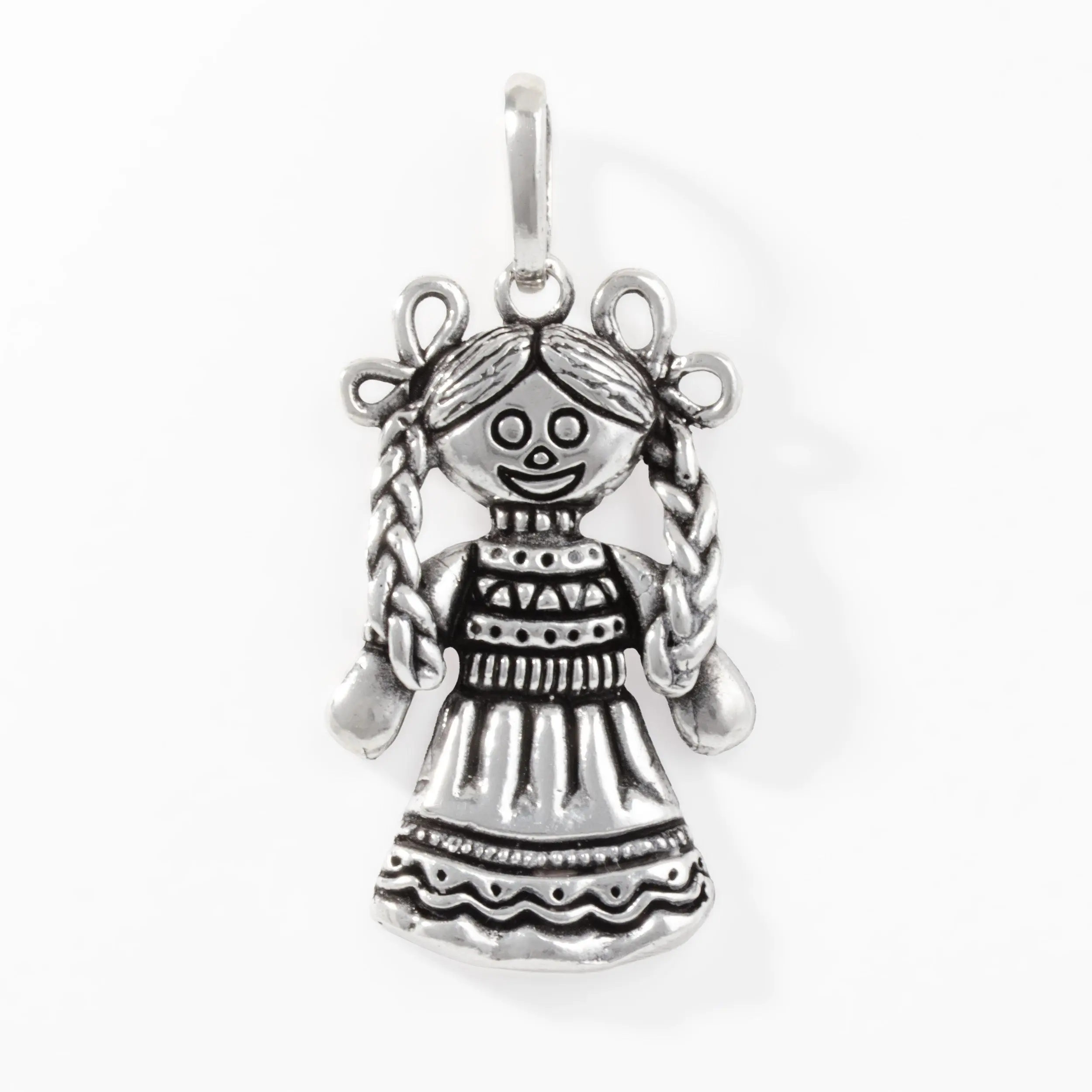 Sterling Silver Large Lele Doll Cultural Pendant - Taxco Crafted Ethnic Symbolic Pendant, 14.94g Handmade Jewelry for Literature & Art Enthusiasts