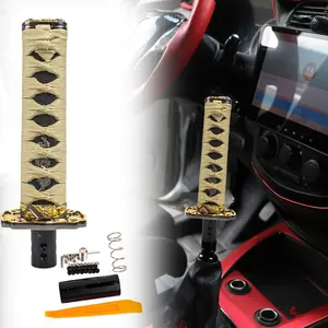 Brand New Universal 20CM Car Samurai Sword Gold / Black Automatic Gear Shift Knob Shifter Katana Metal
