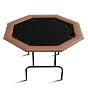 Garvee 8-Player Octagon Poker Table with Folding Legs and Cup Holders, Casino Style Professional Texas Hold'em and Blackjack Table for Home Parties and Game Nights