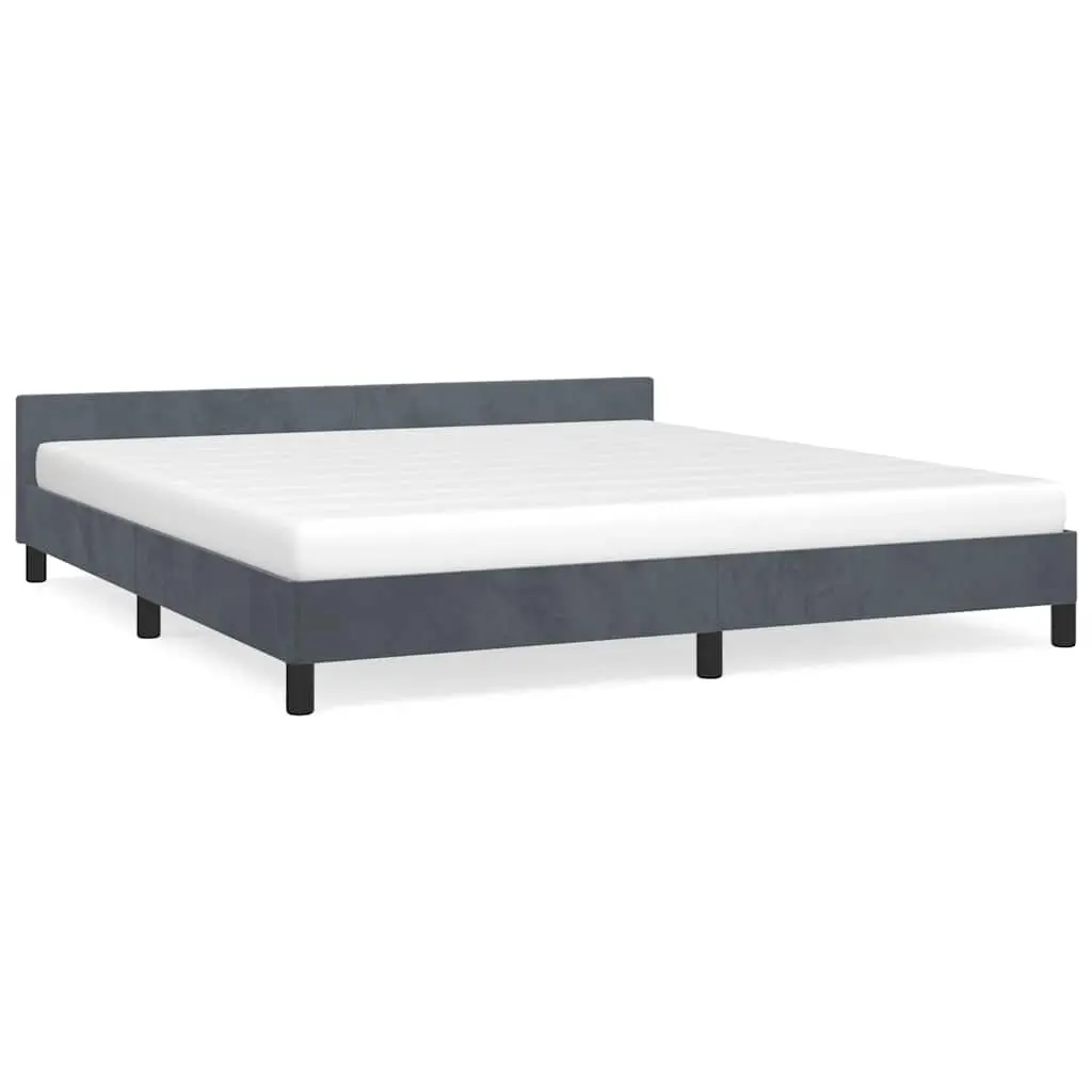 vidaXL Velvet Bed Frame Platform Bed, Scandinavian Style/Slats Support/No Box Spring Needed/Without Mattress/Easy Assembly, Dark Gray King Bed 347610