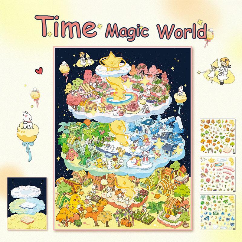 6-in-1 Fantasy Fairy Tale 3D Scene Sticker Book,DIY Miniature Diorama Kit for Journaling & Scrapbooking,Kawaii Gift Set for Women Girls & Teens,PET Sticker Collection