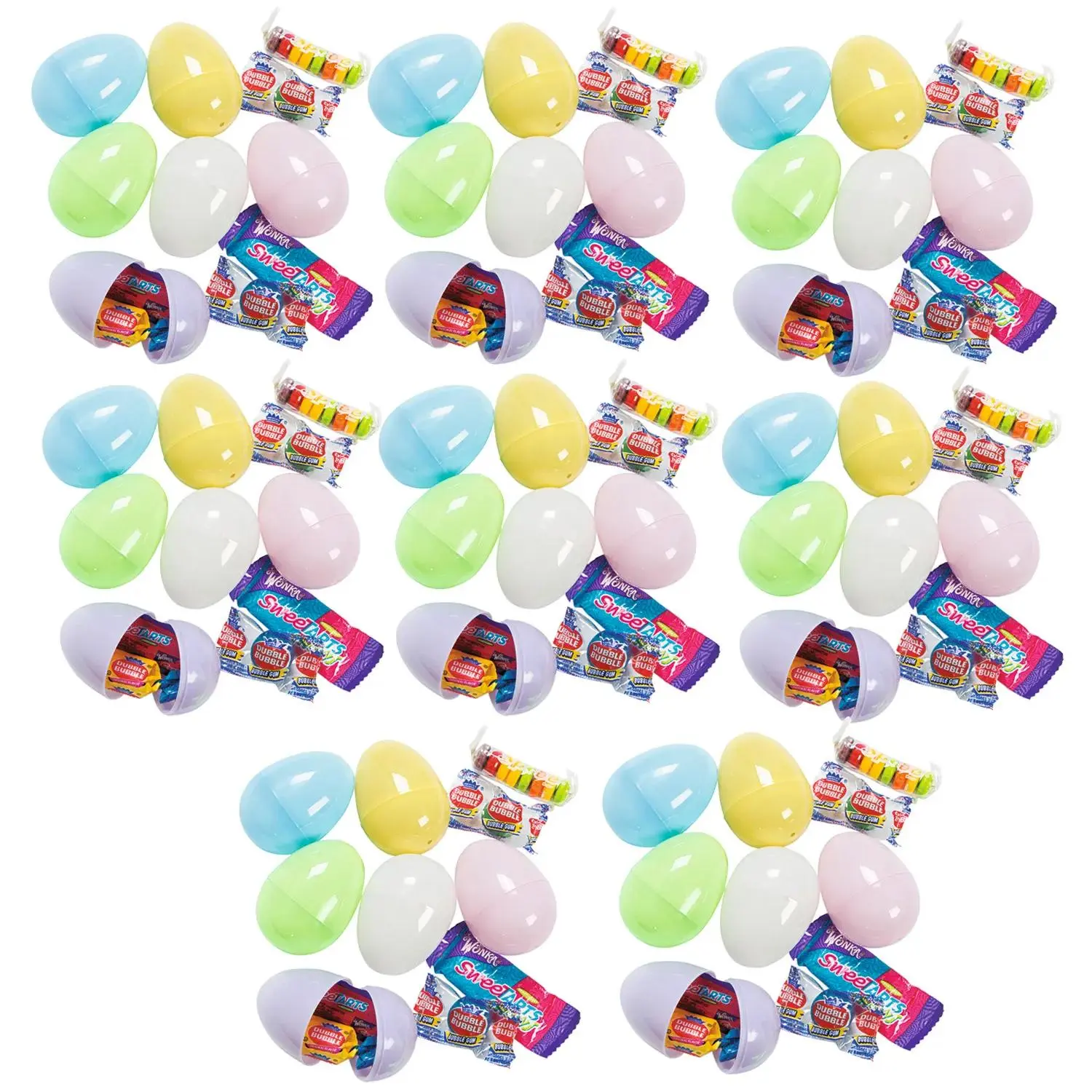 144-Pc Pastel Candy-Filled Plastic Easter Eggs, Delightful Party Favors & Basket Stuffers with Tasty Treats for Holiday Egg Hunts
