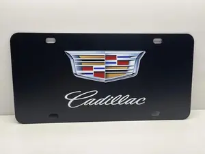 Cadillacc Dual Logo Graphic Black License Plate