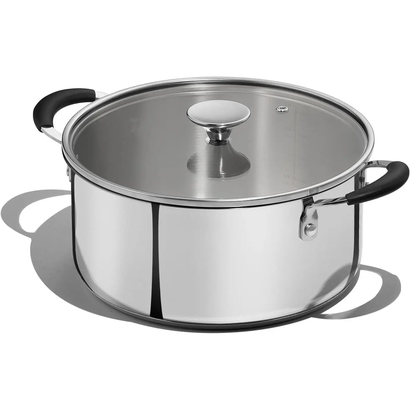 Stainless Steel Stockpot-5 Quart Heavy-Duty Induction Cooker Cooking Pot with Visual Lid Suitable for Pasta, Soup, Pasta Bottom Large Soup Pot Saucepan for Cans, Boiling, Slow Stew Silver