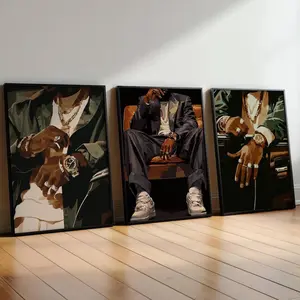 Rich Motivational Wall Art Set of 3, Rich Black Man Art, Motivational Wall Art, Wall Art for Living Room , Hypebeast Decor